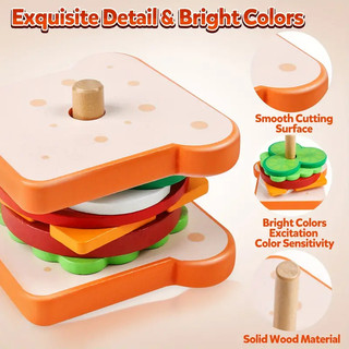 Đồ Chơi Bánh sandwich Bằng Gỗ Có Thẻ Phát Sáng Dành Cho Trẻ Em 3 Tuổi