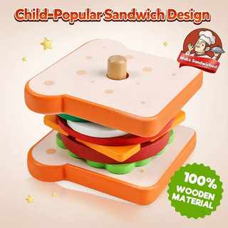 Đồ Chơi Bánh sandwich Bằng Gỗ Có Thẻ Phát Sáng Dành Cho Trẻ Em 3 Tuổi