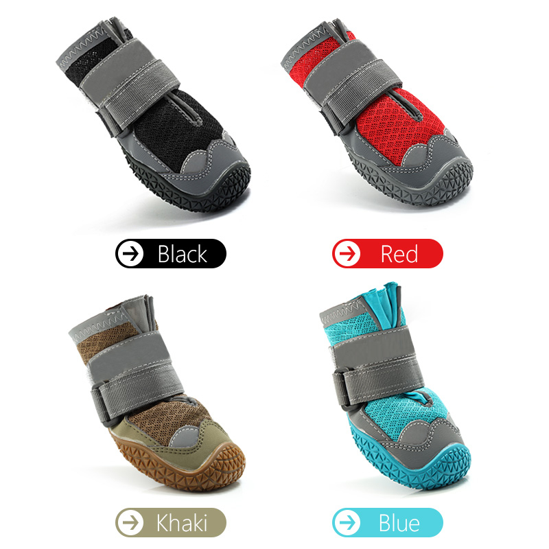HamshMoc Giày bốt cho chó Giày cho chó thoáng khí Booties cho chó có đế chống trượt phản quang chắc chắn để chạy bộ ngoài trời Đi bộ đường dài