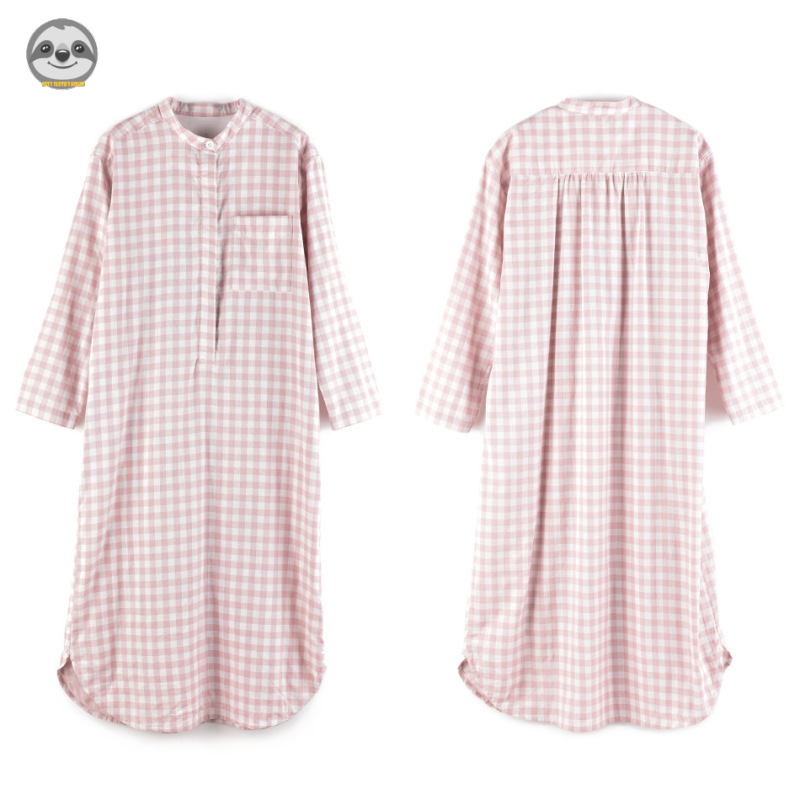 Đầm Ngủ Hai Dây Họa Tiết Kẻ Sọc Màu Trơn Thoải Mái Phong Cách muji Nhật Bản Cho Nữ