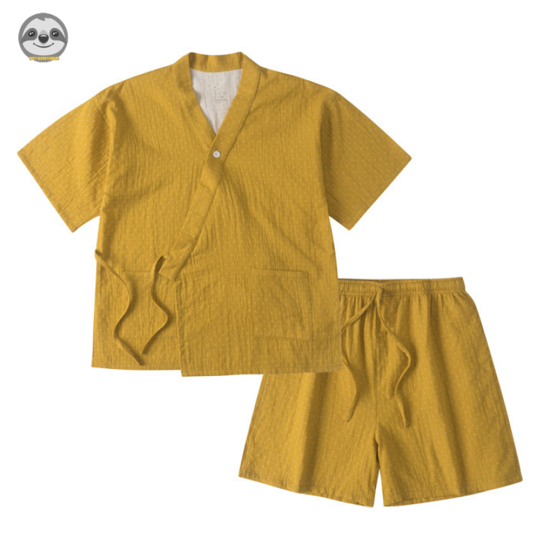 Bộ Đồ Ngủ Pijama Vải cotton / Quần Đùi Chấm Bi / Tay Ngắn Dáng Rộng Phong Cách muji Nhật Bản Cho Nữ