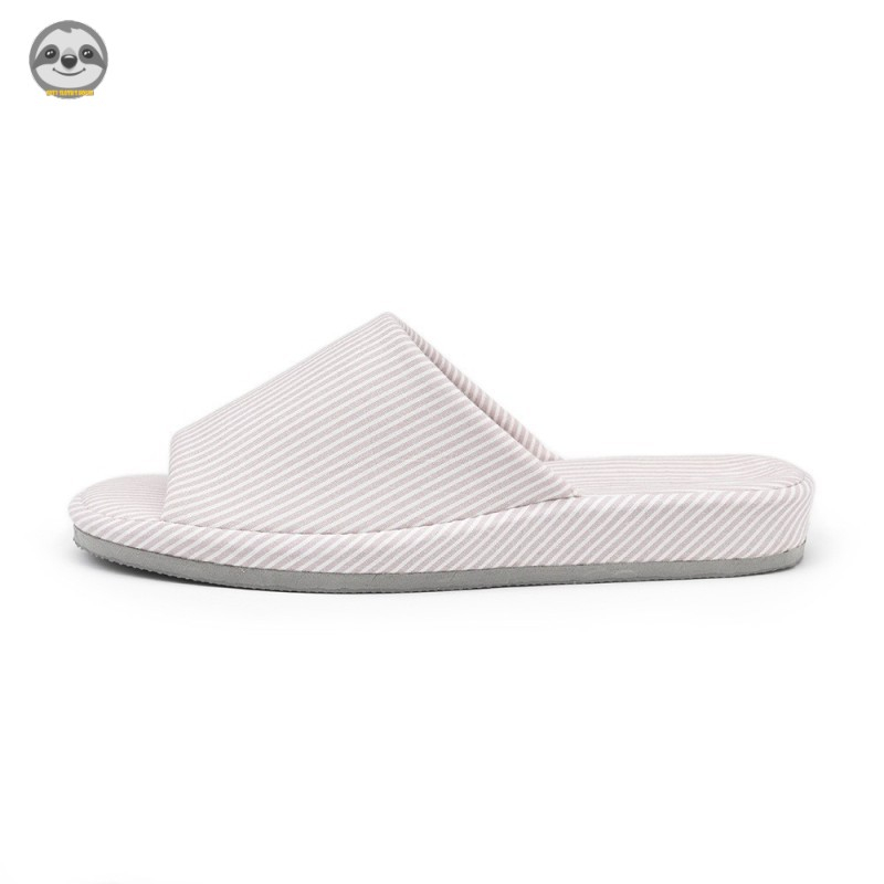[Hàng có sẵn] Phong cách Muji Nhật Bản / Dép đế dày sọc / Dép gia đình cotton nguyên chất / Bộ-