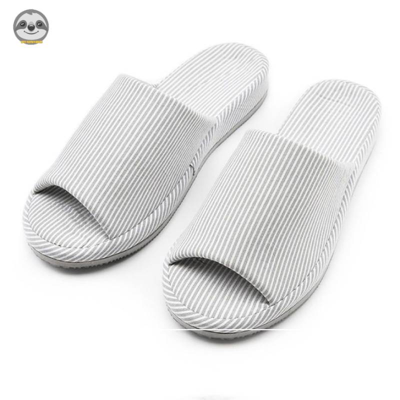 [Hàng có sẵn] Phong cách Muji Nhật Bản / Dép đế dày sọc / Dép gia đình cotton nguyên chất / Bộ-