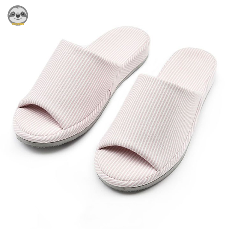 [Hàng có sẵn] Phong cách Muji Nhật Bản / Dép đế dày sọc / Dép gia đình cotton nguyên chất / Bộ-