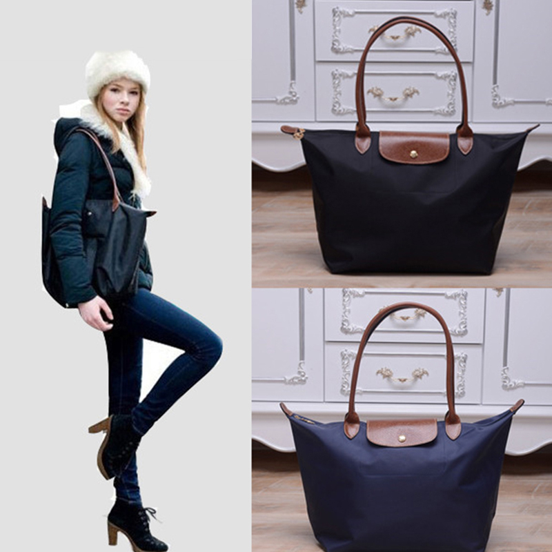 Pháp Chiến Tranh Ngựa Da Nữ Tay Cầm Dài Túi Đeo Vai Đơn Chống Thấm Nước nylon Du Lịch Bánh Bao Túi Vừa Và Lớn Túi Tote