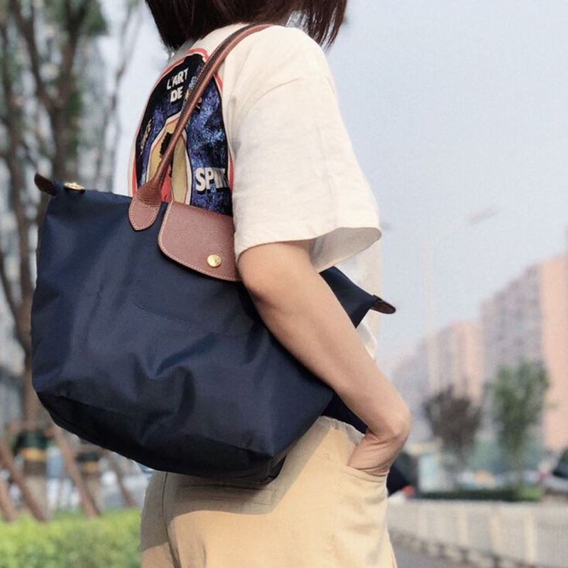 Pháp Chiến Tranh Ngựa Da Nữ Tay Cầm Dài Túi Đeo Vai Đơn Chống Thấm Nước nylon Du Lịch Bánh Bao Túi Vừa Và Lớn Túi Tote