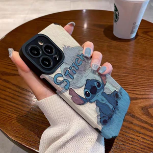 Dễ Thương Ốp Điện Thoại Da Hình stitch Cho iphone 15 pro max 14 pro max i14 plus 13 pro max i13 13pro 11 pro max i11 x xr xs max 7 plus 8 plus 12 pro max