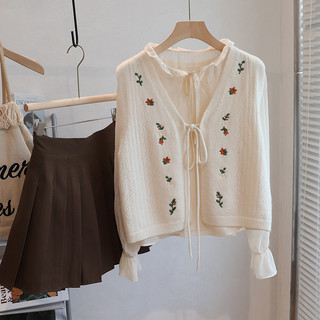 Áo sweater Dệt Kim Sát Nách Dáng Rộng Cổ Chữ v Thêu Hoa Phong Cách Hàn Quốc Cho Nữ