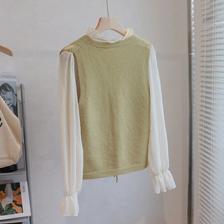 Áo sweater Dệt Kim Sát Nách Dáng Rộng Cổ Chữ v Thêu Hoa Phong Cách Hàn Quốc Cho Nữ