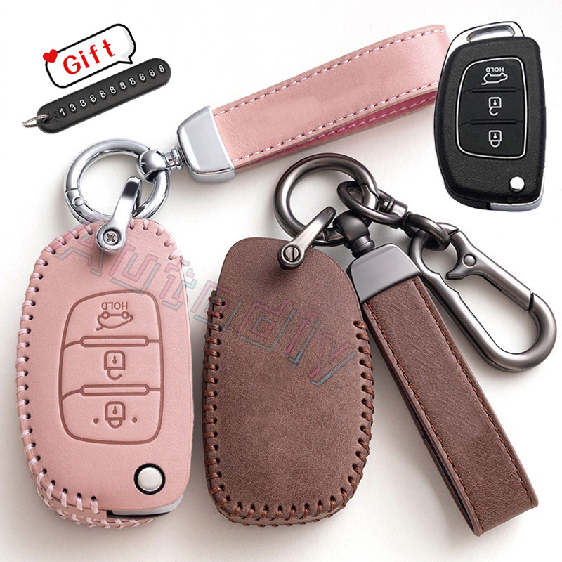 KUNIO Cover Chiave Auto TPU | Adatta Per Hyundai (i30, Tucson, Santa Fe, I40 E Altri) | 3 Pulsanti | Grigia | Con Portachiavi