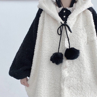 Women Faux Fleece Hoodies for Jacket  Panda Ears Long Sleeve Button Sweats