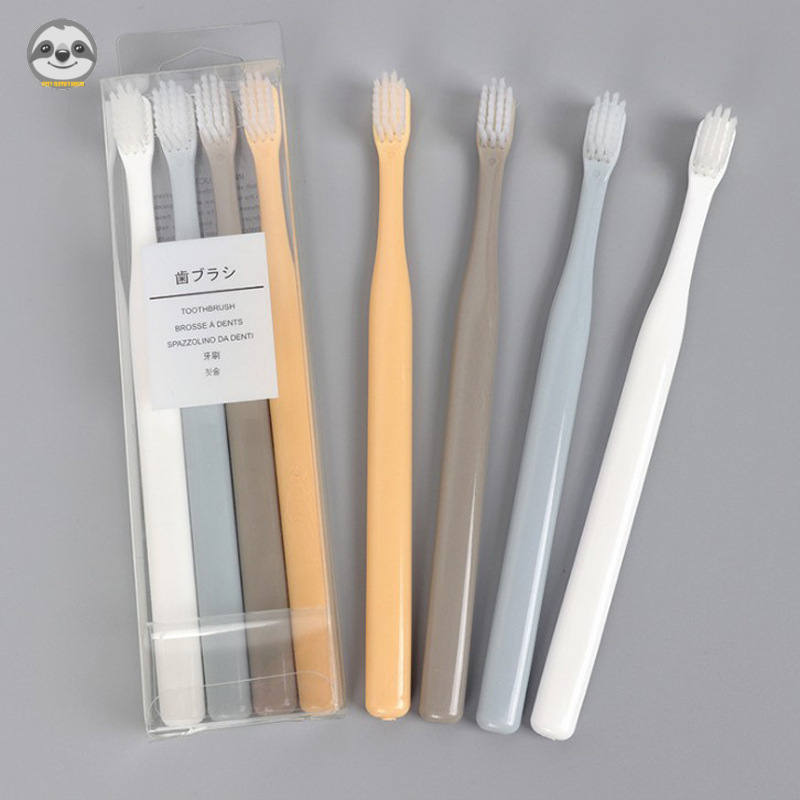 [Hàng có sẵn] Phong cách Muji Nhật Bản / Gói 4 bàn chải đầu nhỏ lông mềm / Bộ bàn chải gia đình / Tiện dụng du lịch
