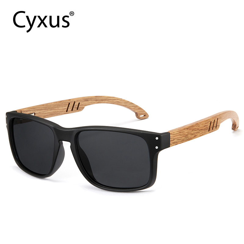 Cyxus Kính Phân Cực Cổ Điển Gọng Gỗ Vuông Chống Tia UV400 Cho Nam Phù Hợp Dùng Ngoài Trời 1110