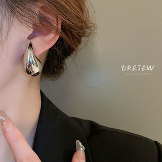 DREJEW Bông Tai Mạ Bạc 925 Hình Giọt Nước Đơn Giản Phong Cách Âu Mỹ Thời Trang