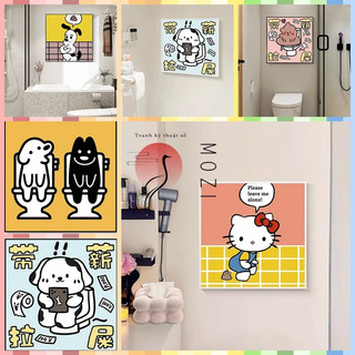 MOZI ✨tranh tô màu theo số tranh số hoá sơn acrylic  Tranh Sơn Dầu Kỹ Thuật Số diy Hình Chú Cún Hoạt Hình Vui Nhộn Trang Trí Nhà Vệ Sinh