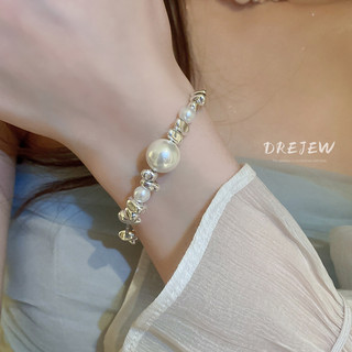 DREJEW Vòng cổ Bạc Ghép Nối Ngọc Trai Không Đều Sang Trọng Thiết Kế Không Đồng Đều Không Đối Xứng Trang Sức