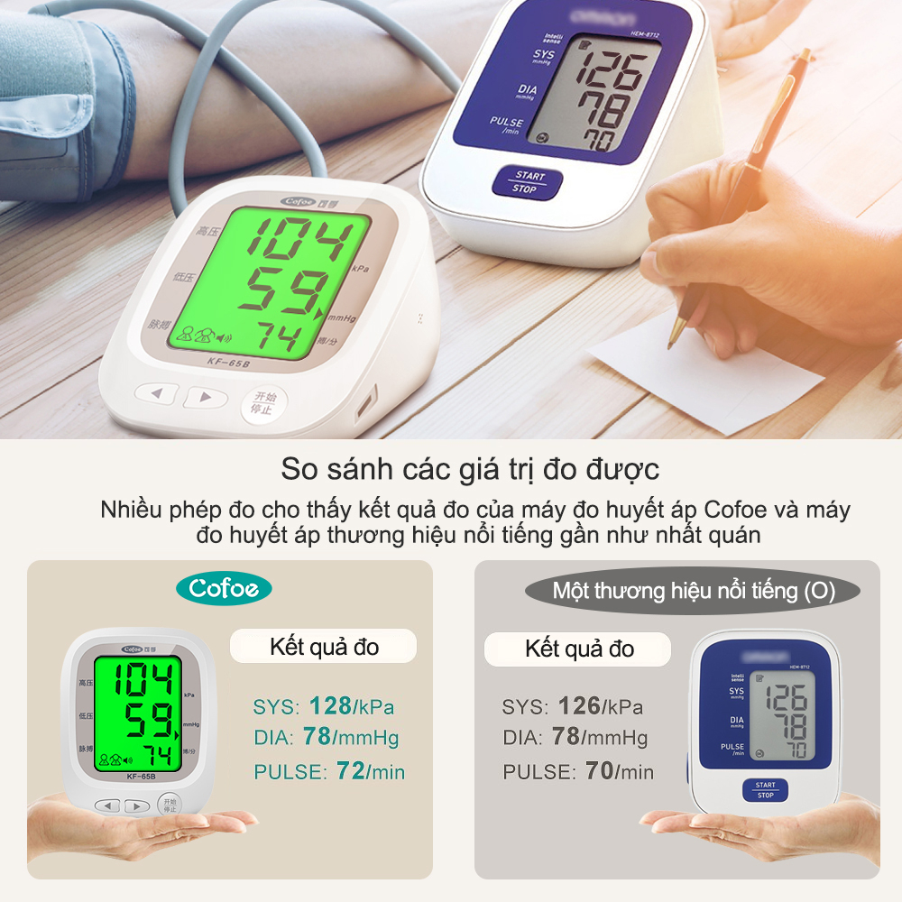 Ảnh Cofoe Máy Đo Huyết Áp Y Tế Qua Cánh Tay Dành Cho Gia Đình Có Âm Báo Và Độ Chính Xác Cao 2