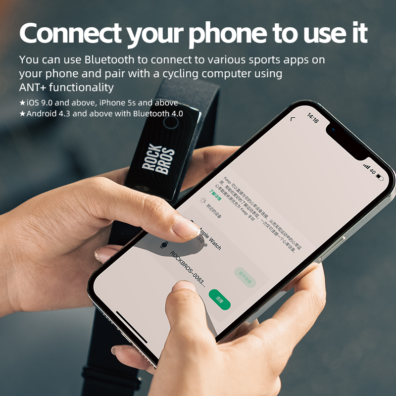 ROCKBROS Sạc Nhịp Tim Chạy Xe Đạp Chế Độ Kép IPX7 Thể Thao Theo Dõi Nhịp Tim Khỏe Mạnh ANT + Bluetooth Strava Magenet Sạc