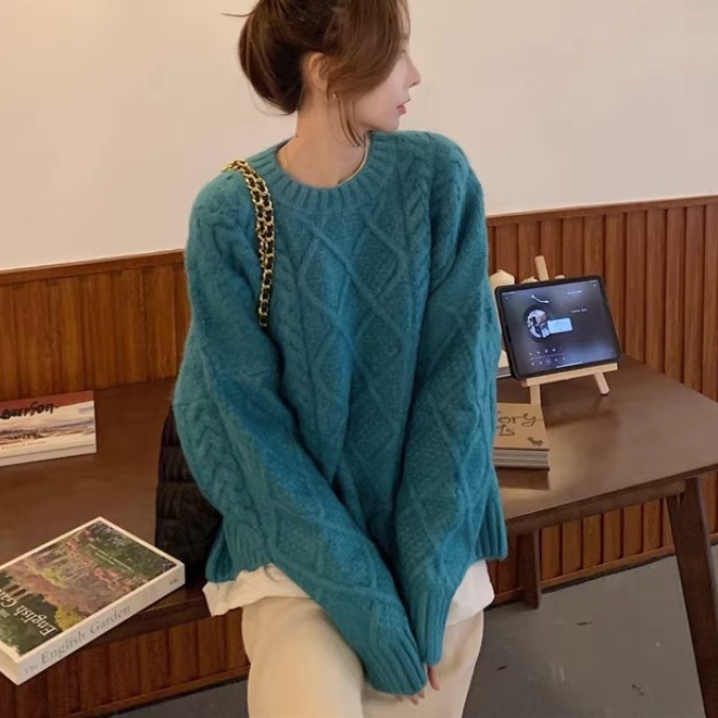 Áo Len Dài Tay áo sweater Cổ Tròn Phong Cách Hàn Quốc Thời Trang Thu Đông Mới áo mùa đông nữ