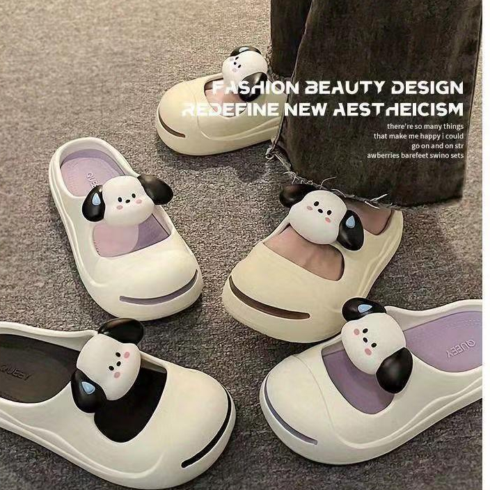 Dép Sandal Đế Xuồng Thoải Mái Họa Tiết Cún Hoạt Hình Dễ Thương Cho Nữ