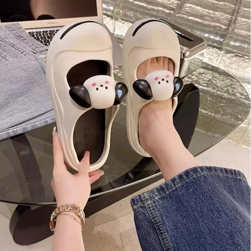Dép Sandal Đế Xuồng Thoải Mái Họa Tiết Cún Hoạt Hình Dễ Thương Cho Nữ