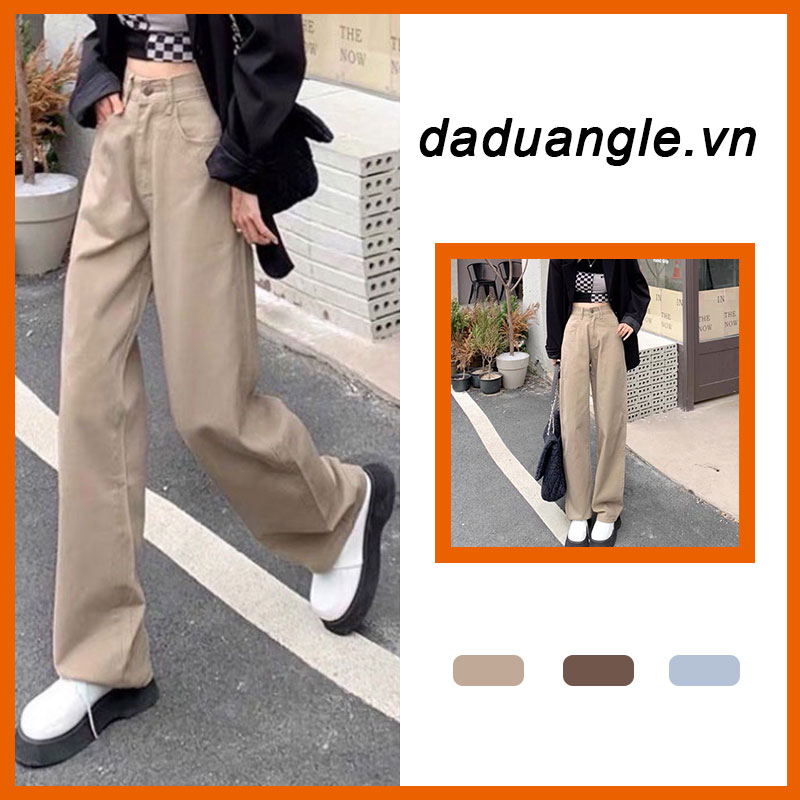 Ảnh Daduhey Quần kaki trơn lưng cao ống rộng thời trang cá tính dành cho nữ 1