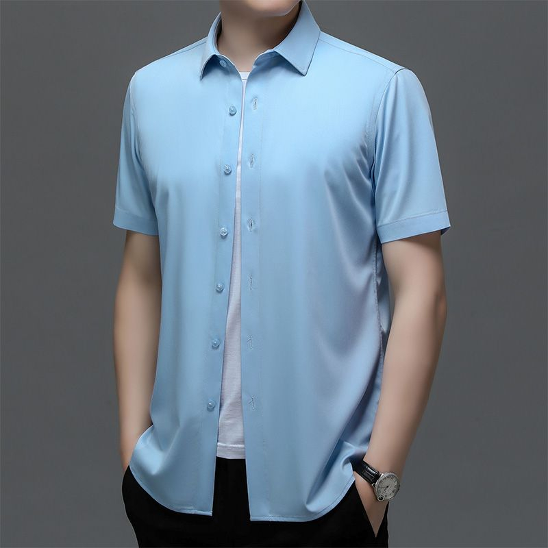 Áo Sơ Mi Tay Ngắn Màu Trơn Thời Trang Công Sở Cho Nam