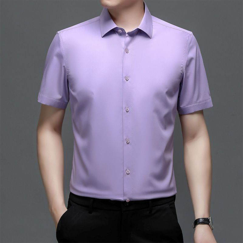 Áo Sơ Mi Tay Ngắn Màu Trơn Thời Trang Công Sở Cho Nam