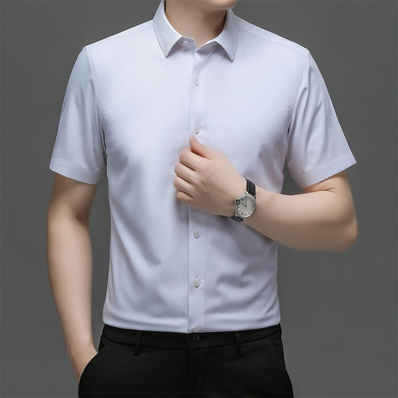 Áo Sơ Mi Tay Ngắn Màu Trơn Thời Trang Công Sở Cho Nam