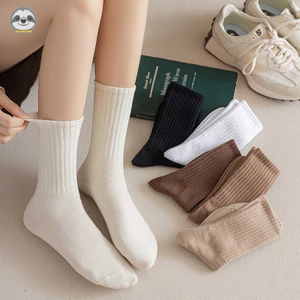 Bộ 2 Đôi Vớ Giữ Ấm / Thấm Hút Mồ Hôi Màu Trơn Phong Cách Nhật Bản Cho Nữ
