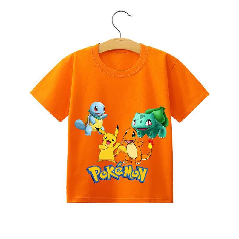 Áo Thun cotton Tay Ngắn In Hình pokemon pikachu Thời Trang Mùa Hè Cho Bé Trai