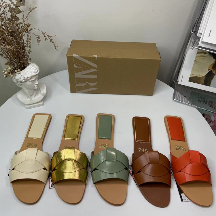 Dép nữ mới ZARA giày bệt mũi vuông khỏa thân