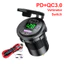 Ổ cắm sạc nhanh USB 12V 24V PD Type C QC3.0 có công tắc BẬT TẮT LED Vôn kế Ổ cắm điện Sạc nhanh Chống nước chống bụi cho xe máy RV Bus Boat