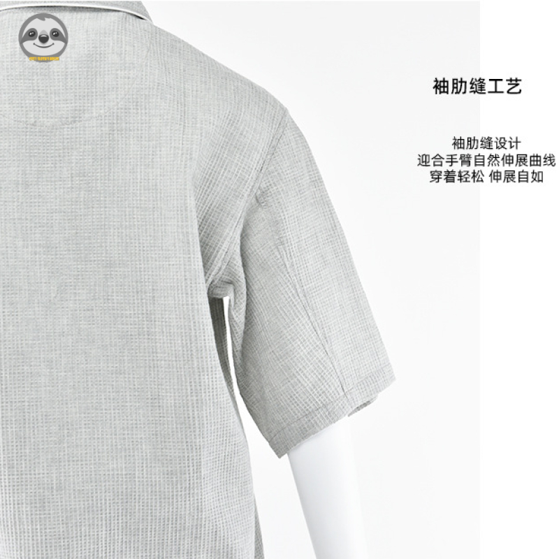 Phong Cách Nhật Bản muji Phong Cách / Bộ Đồ Ngủ Pijama cotton Tinh Khiết / Áo Liền Mạch Tay Ngắn / Đồ Ngủ Thoải Mái Thoáng Khí Cho Nam Và Nữ