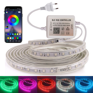 Đèn LED dải RGB thông minh 220V, Điều khiển ứng dụng Bluetooth chống nước IP67 Băng LED linh hoạt, Đồng bộ hóa âm nhạc Đèn xung quanh cho khách sạn ngoài trời trong nhà Trang trí nhà Giáng sinh