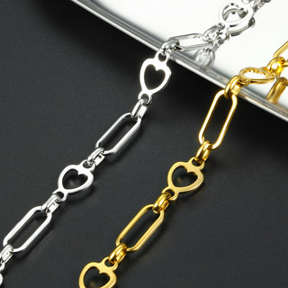 Dây chuyền hình trái tim bằng thép không gỉ Dây cáp hình bầu dục phẳng để làm đồ trang sức DIY