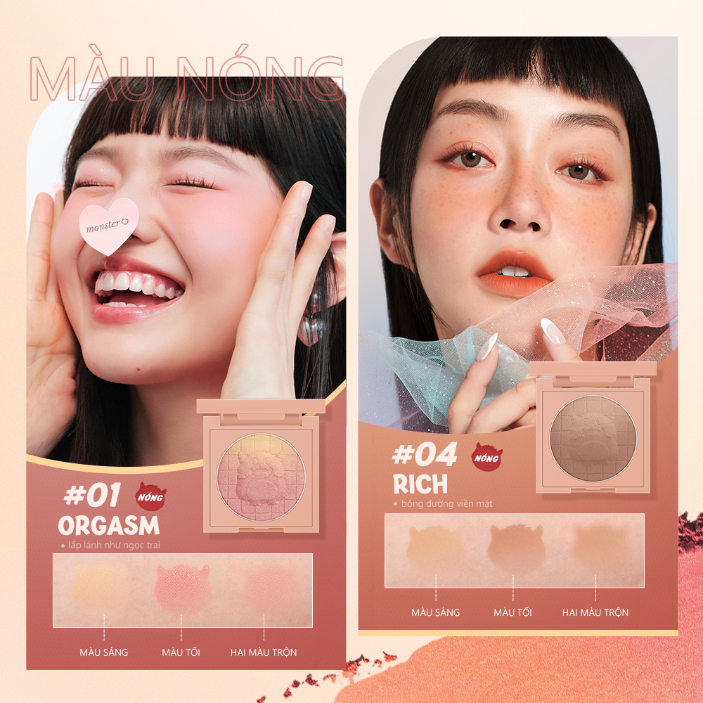 Ảnh Phấn má hồng O.TWO.O 40g hiệu ứng lì / ánh nhũ lâu phai 3