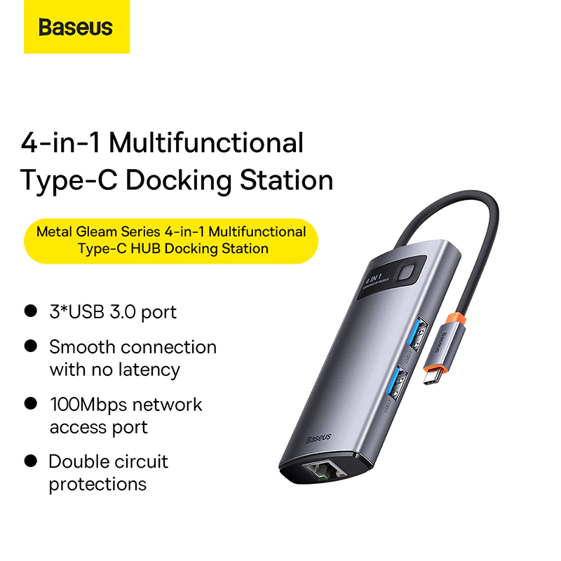 Baseus Bộ hub Chia Cổng type-c 5 Trong 1 4 Trong 1 Đa Năng Cho Laptop / Máy Tính Bảng