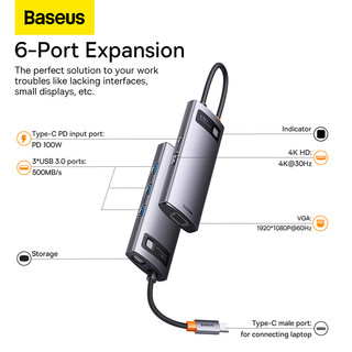 Baseus Đế Sạc Đa Năng 6 Trong 1 Cho Laptop