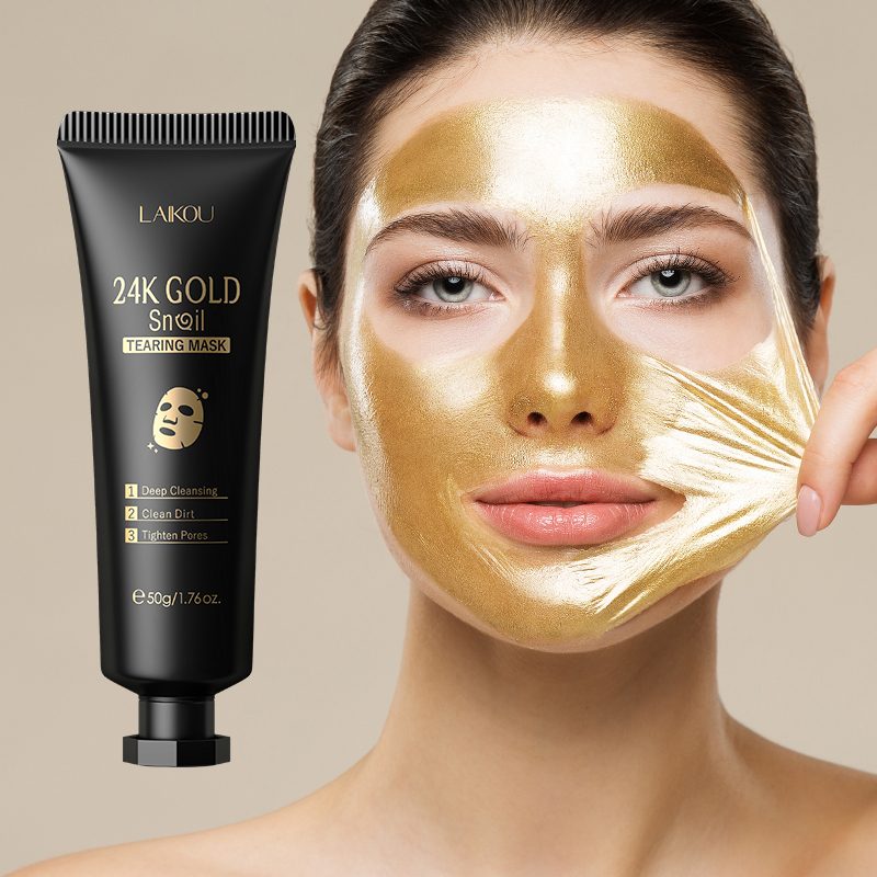 Mặt nạ LAIKOU dạng lột chiết xuất ốc sên vàng 24K se khít lỗ chân lông chăm sóc làn da chuyên dụng 50g