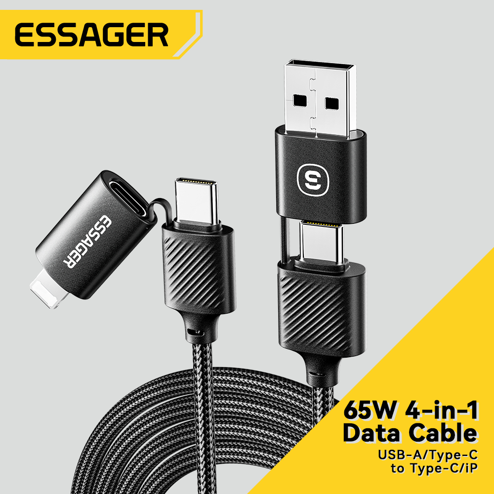 Essager 65w 4 trong 1 Cáp sạc nhanh đa giao diện hợp kim nhôm