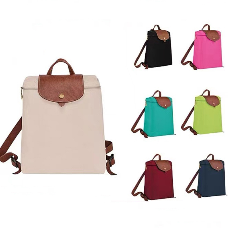 Ba lô thời trang nữ War Horse Pháp Túi du lịch sức chứa lớn Nylon Da thật Schoolbag
