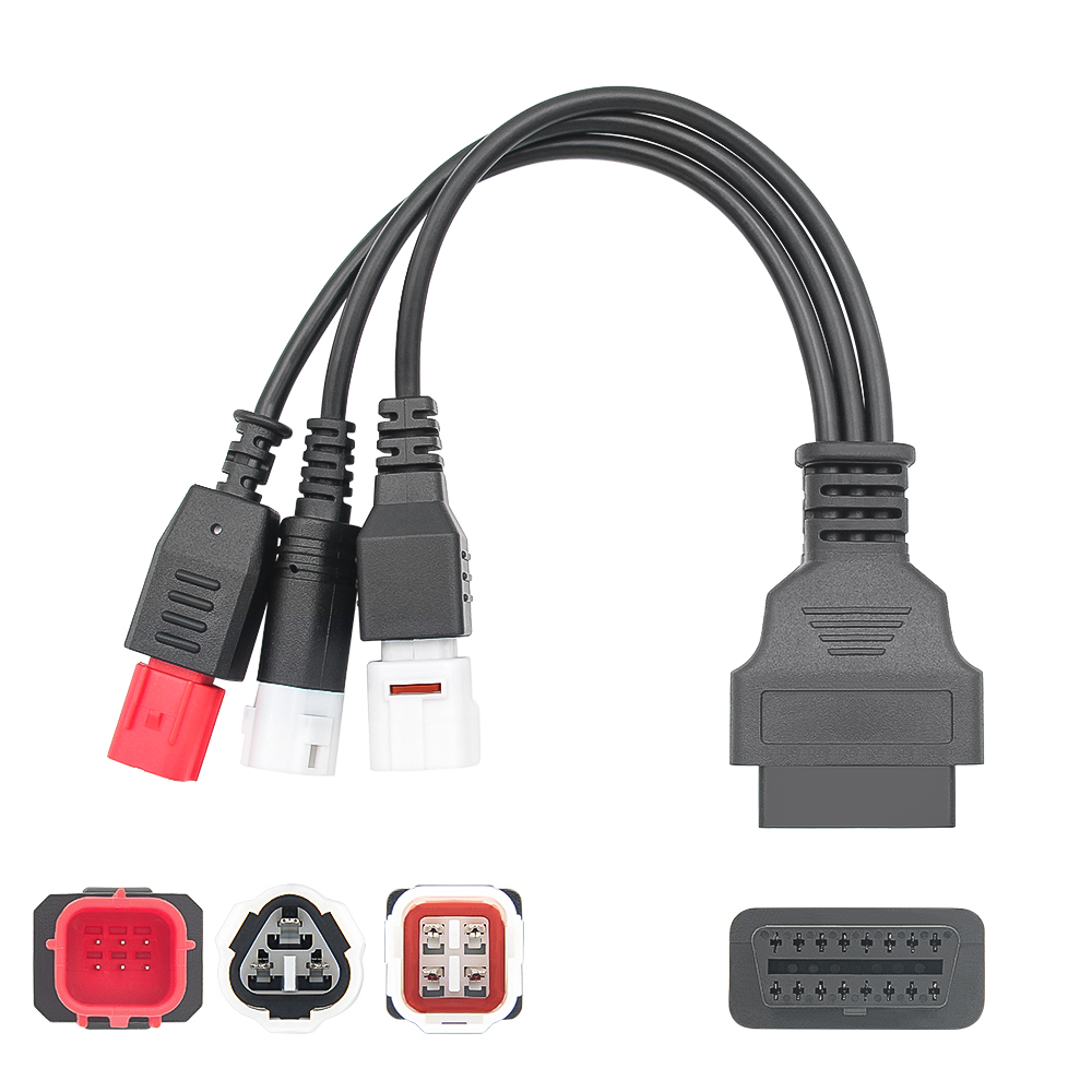Dây Cáp Mở Rộng 3 Trong 1 Cho Xe Mô Tô yamaha 3pin 4pin + honda 6pin Sang 16pin obdii y15 v2 y16 n-max x-max obd2