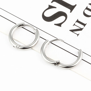 Khuyên Tai Tròn Bằng Thép Không Gỉ 14 / 15 / 16 / 17 / 19mm Màu Bạc Thời Trang Dành Cho Nam Và Nữ