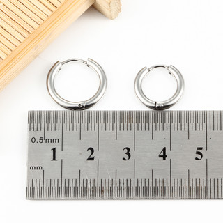 Khuyên Tai Tròn Bằng Thép Không Gỉ 14 / 15 / 16 / 17 / 19mm Màu Bạc Thời Trang Dành Cho Nam Và Nữ