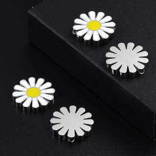 Thép không gỉ Hoa Cúc Mặt Dây Chuyền Thả Dầu Colorblock Dais Quyến Rũ Hoa Thực Vật Mặt Dây Chuyền Cho DIY Vòng Tay Vòng Cổ Trang Sức Làm