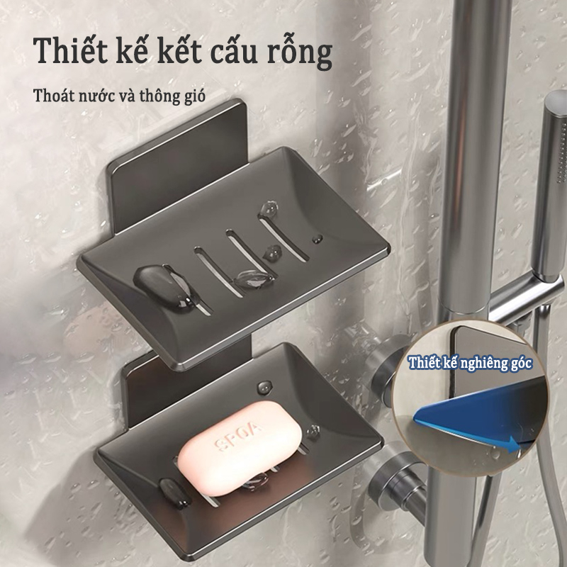 Ảnh Giá đỡ MEIDOO chất liệu nhôm dán keo 3M đựng xà phòng tiện dụng 2