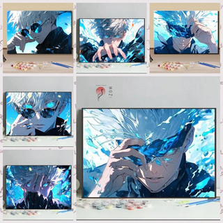MOZI✨Trả lại chính tả 40*50cm tranh tô màu theo số nhân vật hoạt hình tranh sơn dầu số  sơn acrylic Gojo go Tranh Sơn Dầu Vẽ Tay Kỹ Thuật Số Tự Làm Trang Trí Nhà Cửa