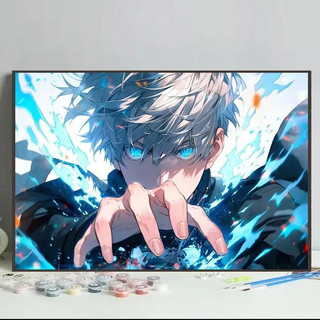 MOZI✨Trả lại chính tả 40*50cm tranh tô màu theo số nhân vật hoạt hình tranh sơn dầu số  sơn acrylic Gojo go Tranh Sơn Dầu Vẽ Tay Kỹ Thuật Số Tự Làm Trang Trí Nhà Cửa