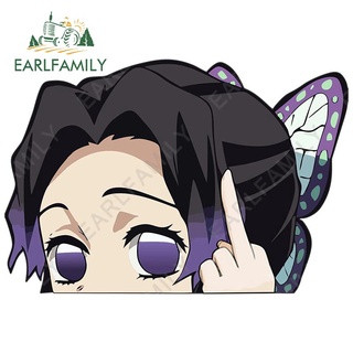 EARLFAMILY 13cm x 11.1cm Cho Demon Slayer Nezuko Peek Ngộ nghĩnh Dán Xe Máy Decal Tủ Lạnh Windows Chống Thấm Nước Trang Trí